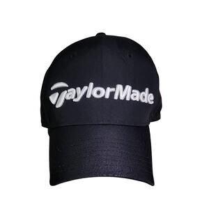 TaylorMade Golf Hat Black White Embroidery Logo Adjustable